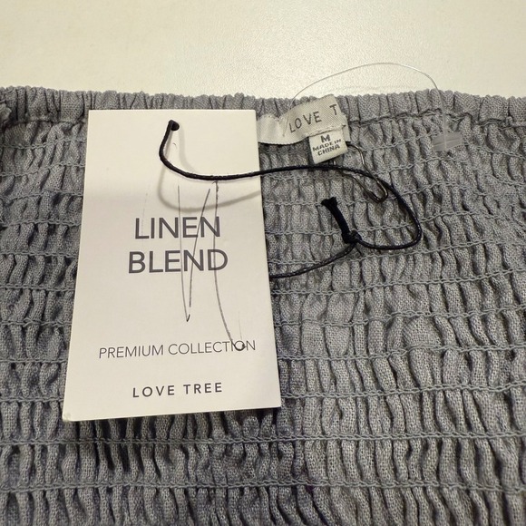 Love Tree Womens Halter Top Gray Linen Blend Smocked Vest Sleeveless M - Picture 3 of 3